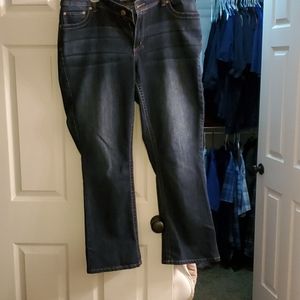 Women's dark blue denim flare jeans